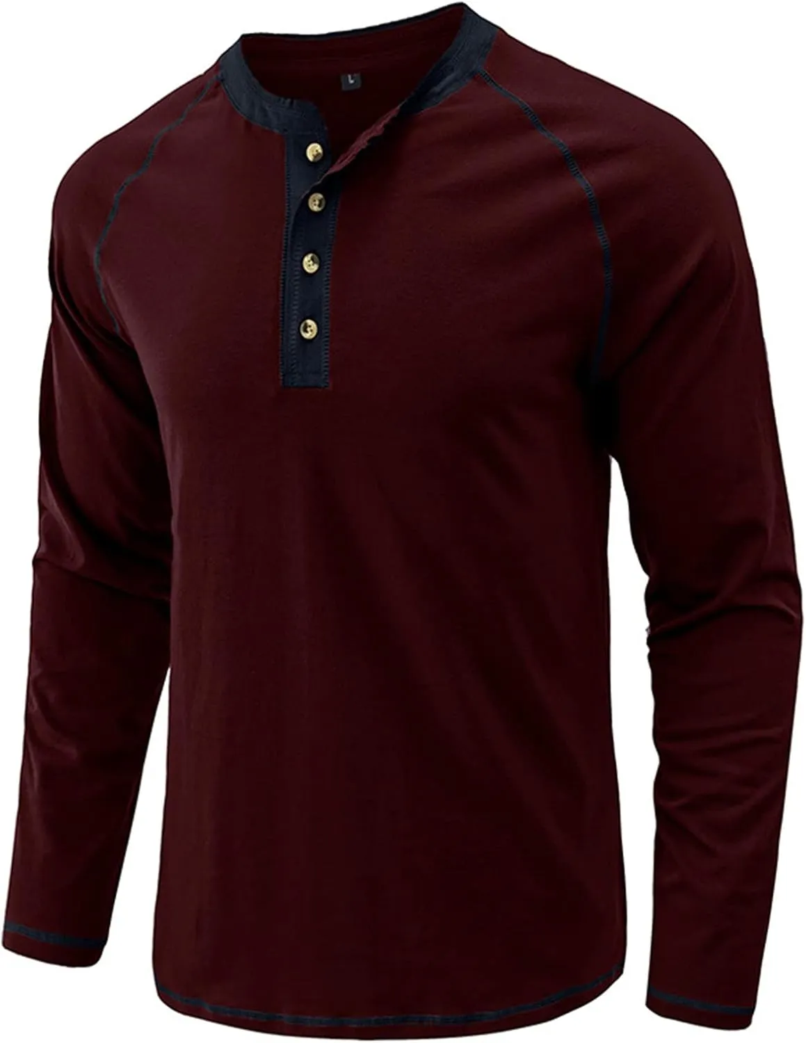 Men's Henley Shirt Long Sleeve Thermal Underwear Henley Top Casual Slim Fit Lightweight 5 Button T Shirts