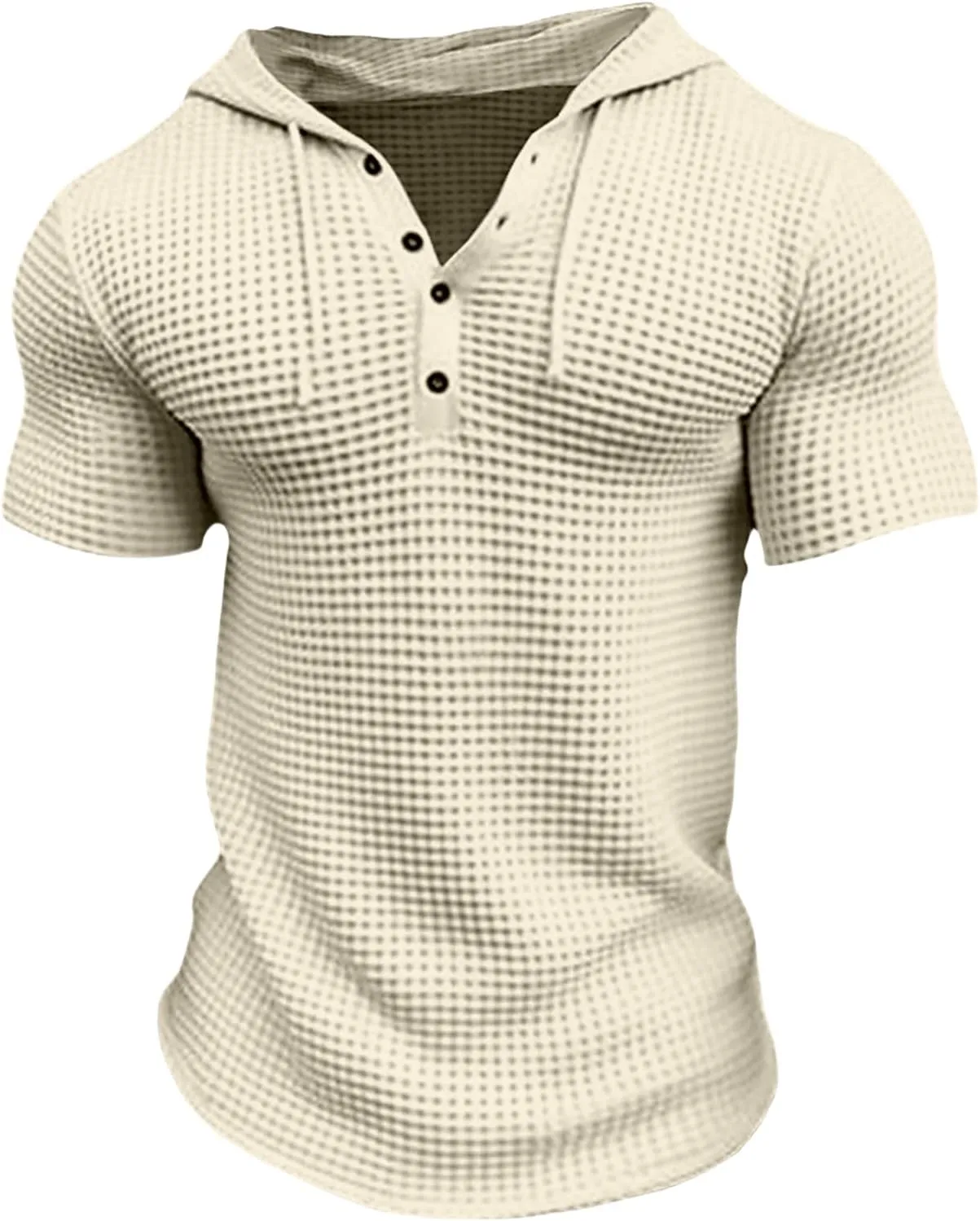 Mens Hoodies Drawstring Waffle Knit Tops Slim Fit Lightweight Summer Hooded Sweatshirt Gym Muscle Fit T Shirts Tshirt