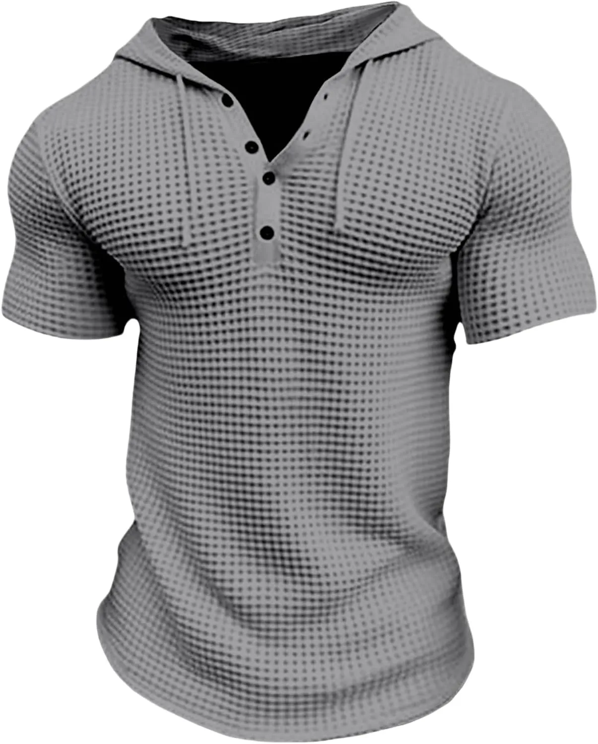 Mens Hoodies Drawstring Waffle Knit Tops Slim Fit Lightweight Summer Hooded Sweatshirt Gym Muscle Fit T Shirts Tshirt
