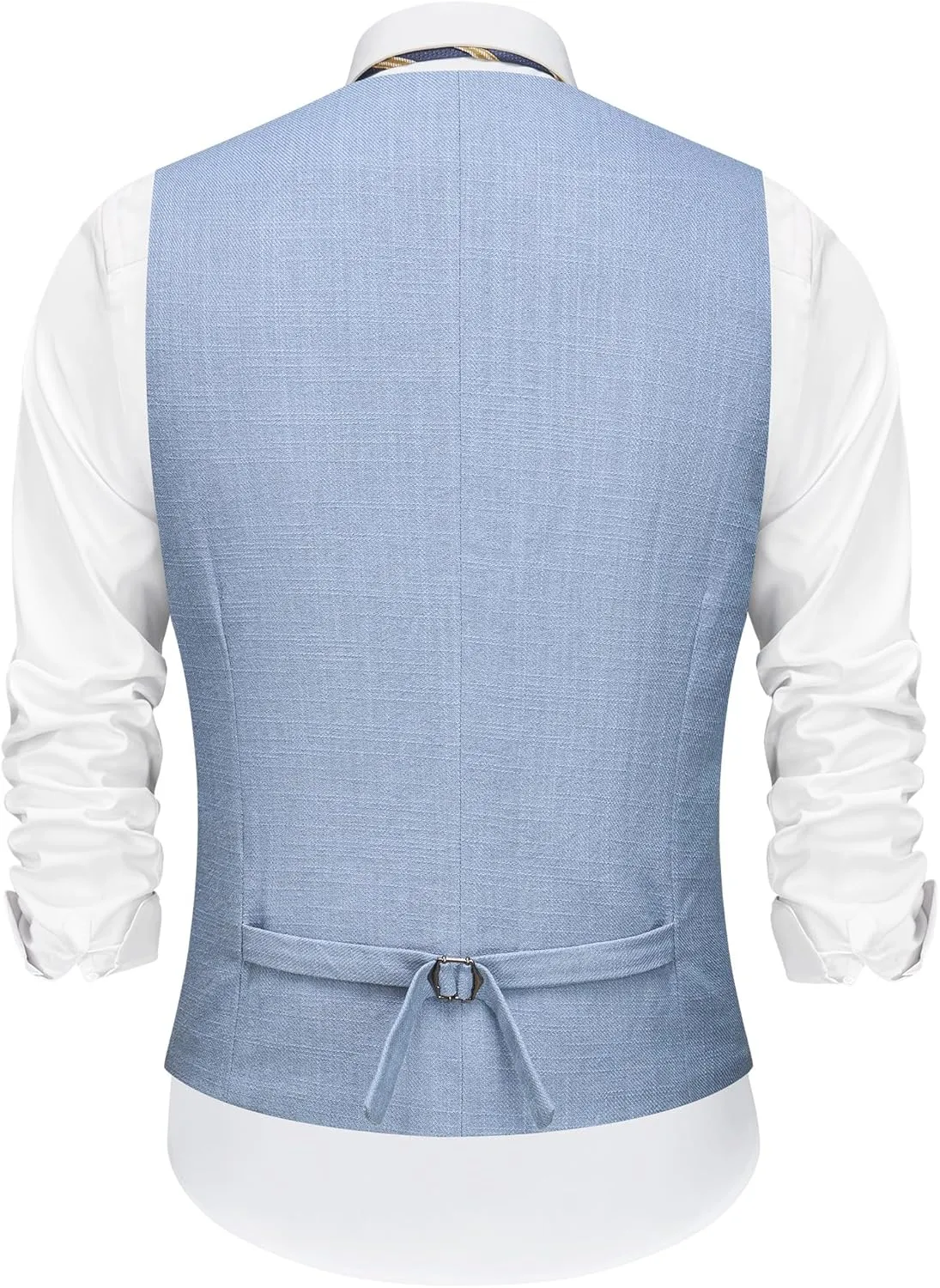 Mens Linen Suit Slim Fit 2 Piece Lightweight Summer Suits Wedding Vest Pants Set with Pocket Square