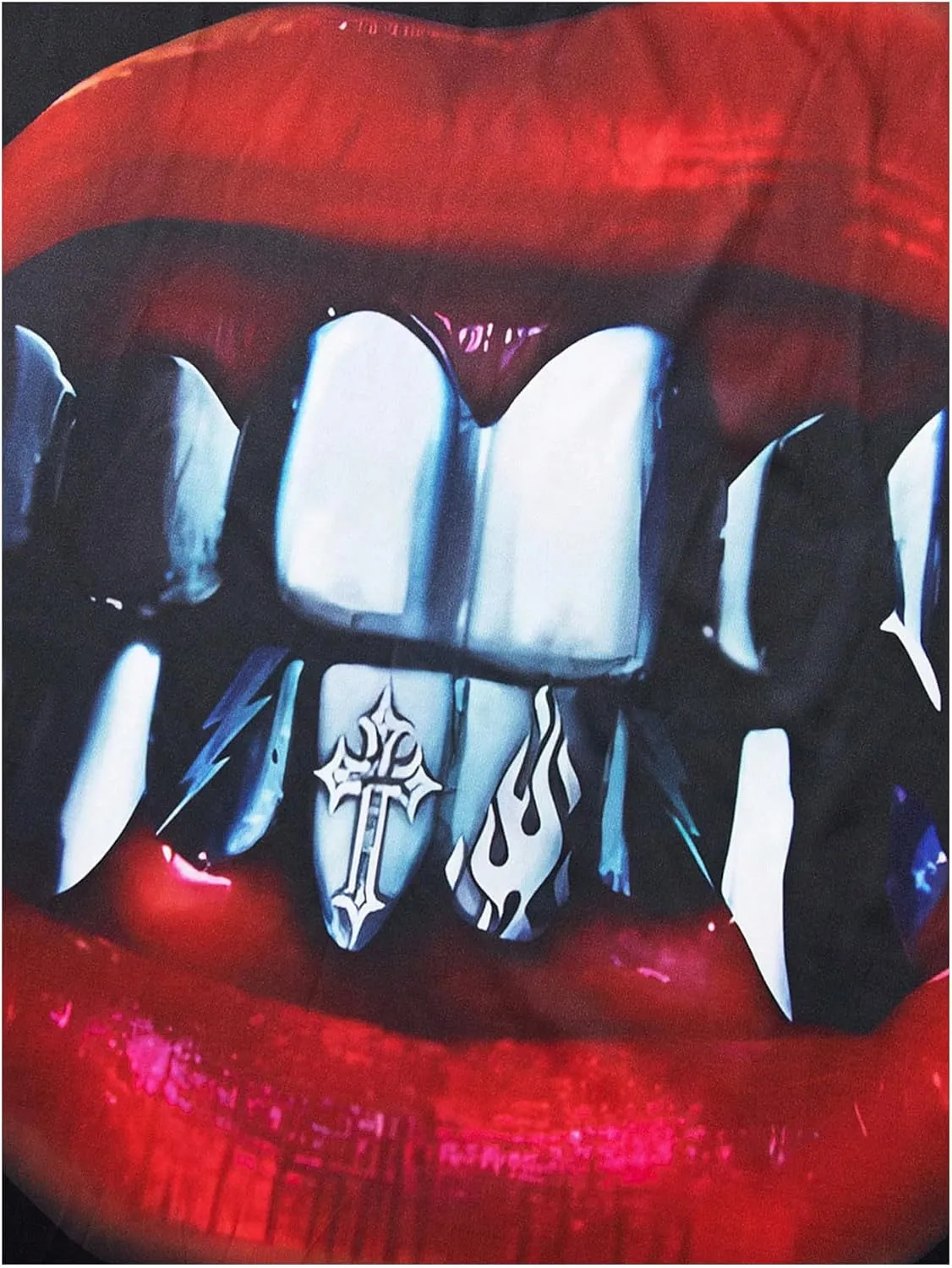 Men's Lip Graphic Shirt Gothic Tees Short Sleeve T Shirts Crew Neck Loose Oversized Summer Streetwear Top