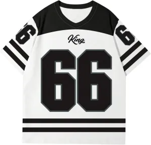 Men's Plus Size Jersey T-Shirts Color Block Number Graphic Tees Short Sleeve V Neck Oversized T Shirt