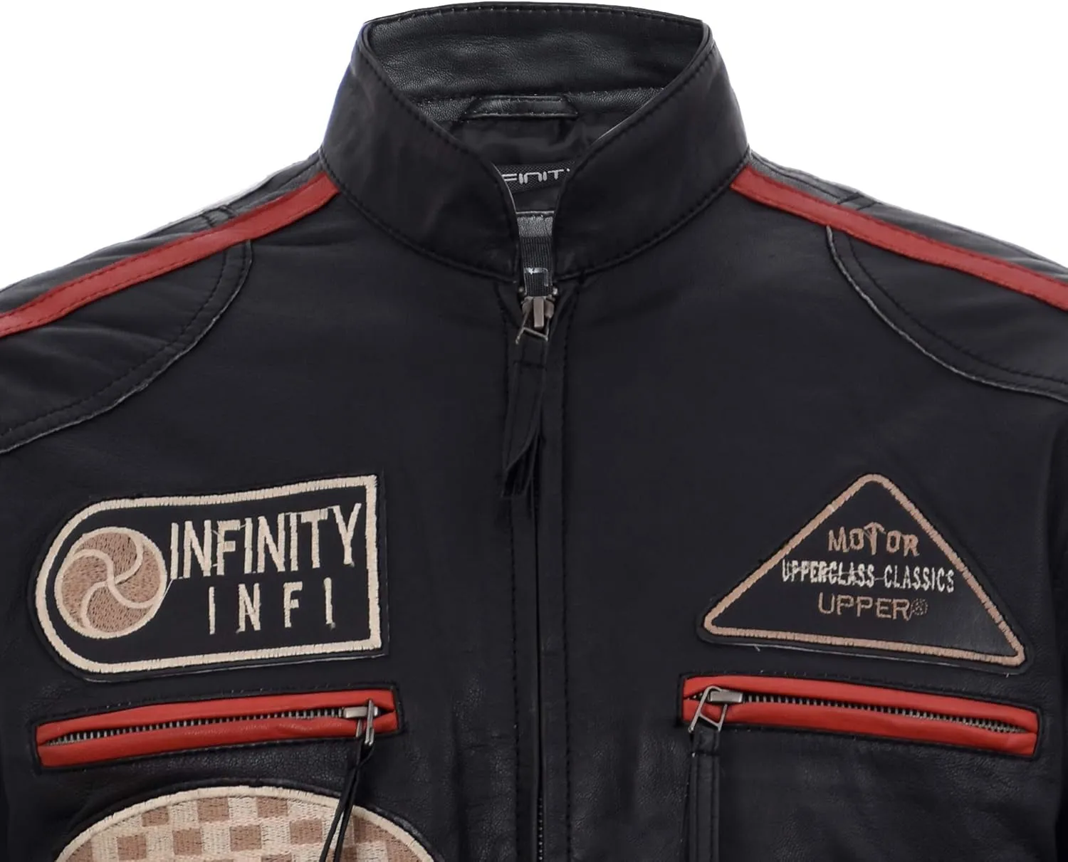 Men's Real Racing Black Nappa Leather Moto Biker Jacket