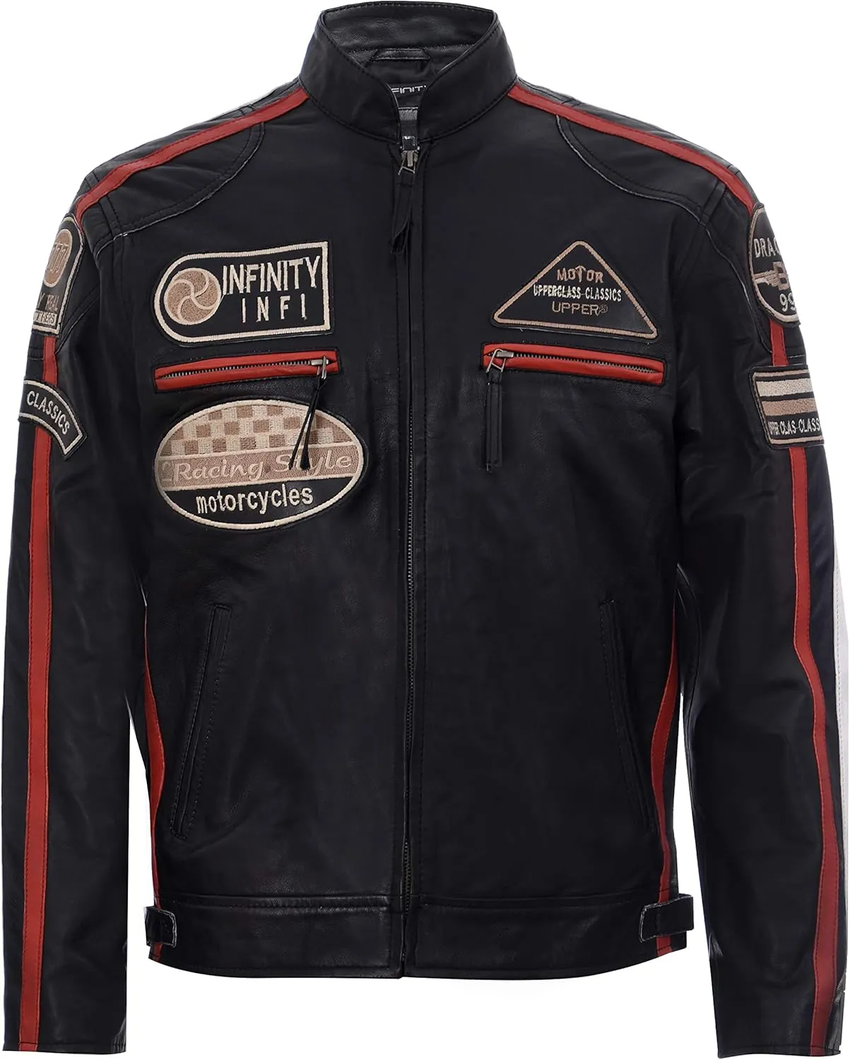 Men's Real Racing Black Nappa Leather Moto Biker Jacket
