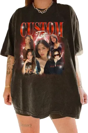 NAZENTI Custom Bootleg Rap Tee, Custom T-Shirts with Picture, Retro Custom Bootleg, Valentine's Gifts for Him Her