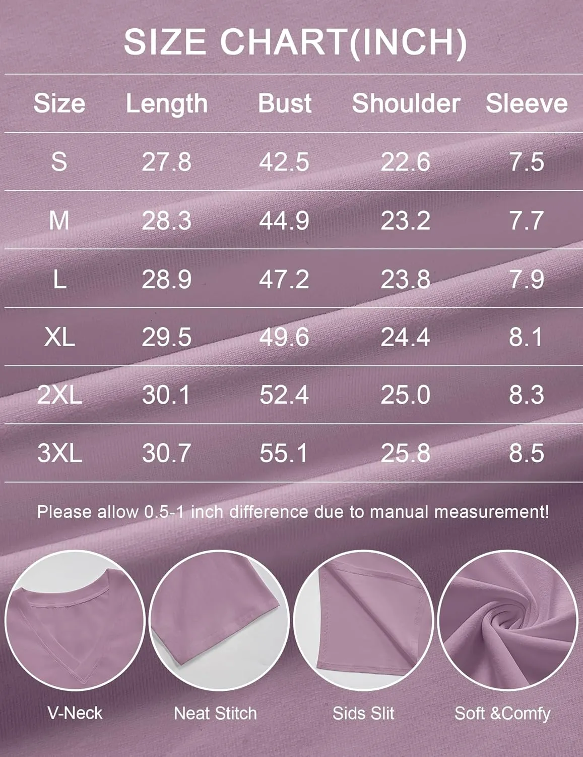 Neweek Womens Oversized Workout T Shirts Short Sleeve V Neck Side Slit T-Shirt Summer Casual Basic Tee Tops Loose Fit