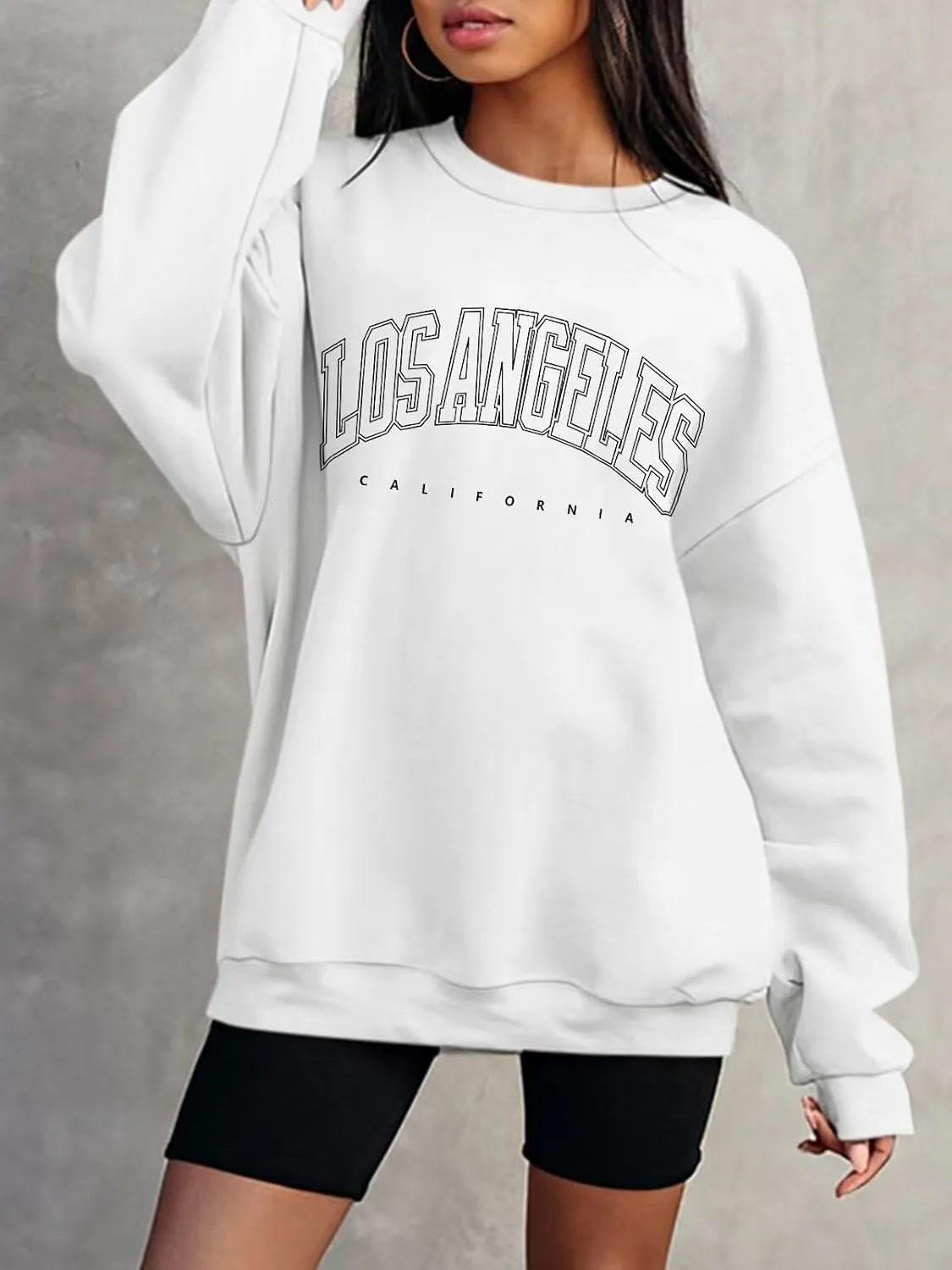 ORANDESIGNE Womens Casual Letter Graphic Print Long Sleeve Oversized Sweatshirt Tunic Tops Creweck Loose Tee T Shirts