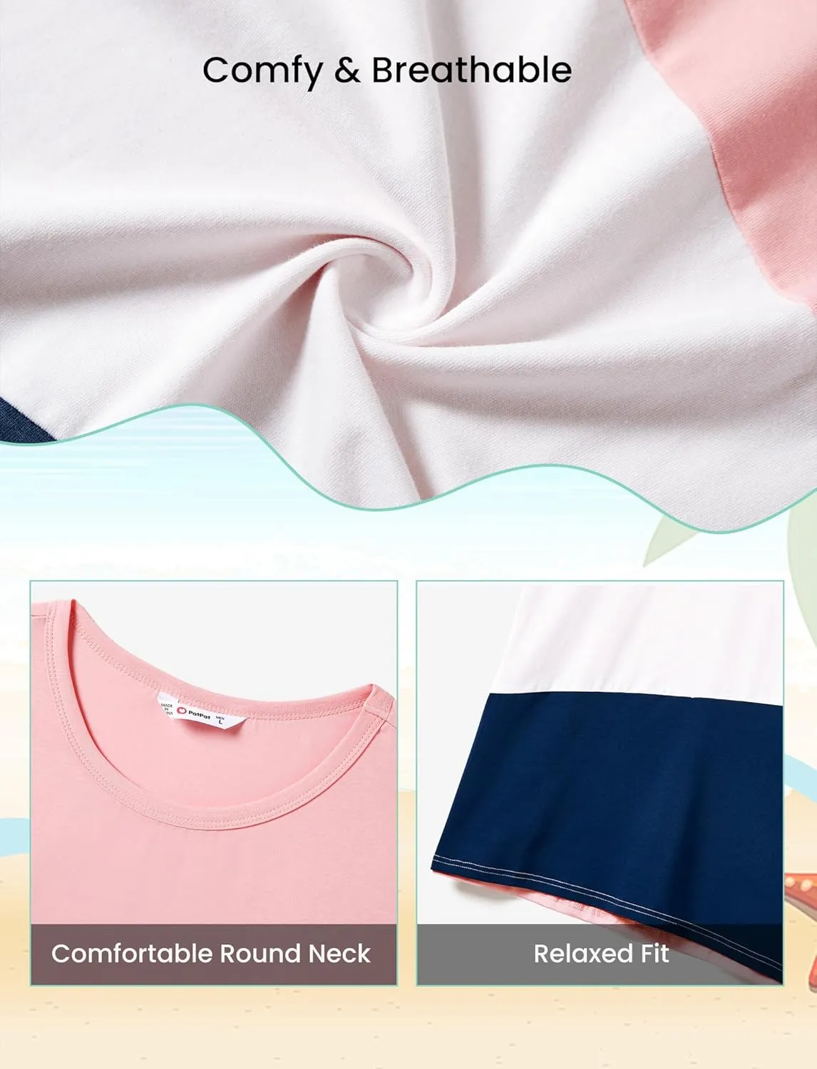 PATPAT Family Matching Outfits Summer Beach Tropical Holiday Ruffle Sleeve Mommy and Me Dresses and T-Shirts Sets