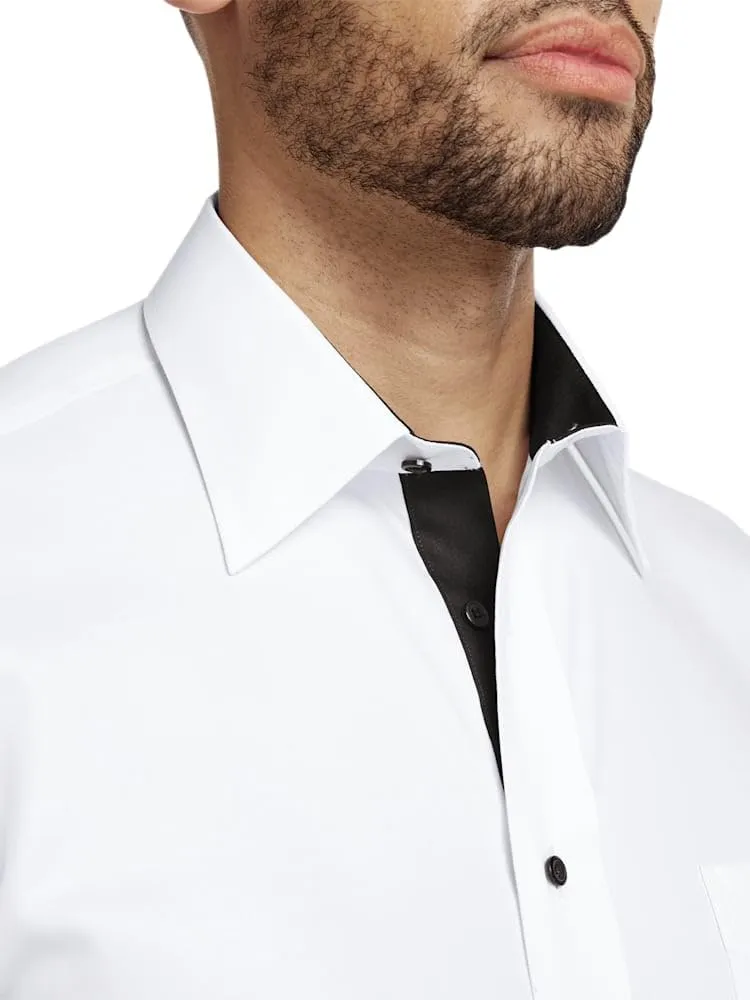 Paul Fredrick Men's Tailored Fit Comfort Stretch Non-Iron Solid Dress Shirt