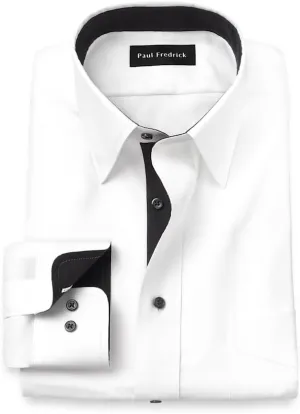Paul Fredrick Men's Tailored Fit Comfort Stretch Non-Iron Solid Dress Shirt