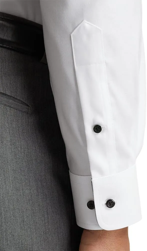 Paul Fredrick Men's Tailored Fit Comfort Stretch Non-Iron Solid Dress Shirt