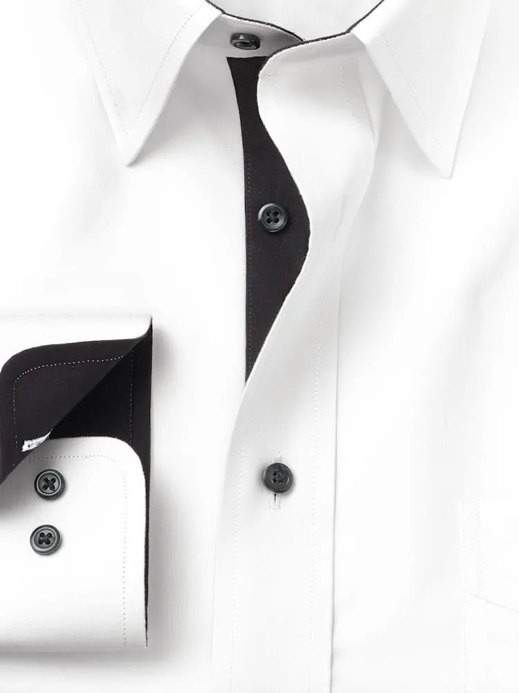 Paul Fredrick Men's Tailored Fit Comfort Stretch Non-Iron Solid Dress Shirt