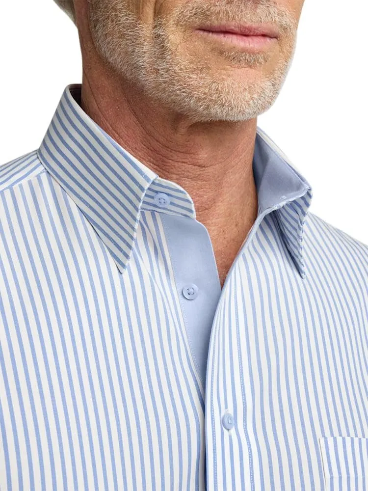 Paul Fredrick Men's Tailored Fit Comfort Stretch Non-Iron Stripe Dress Shirt