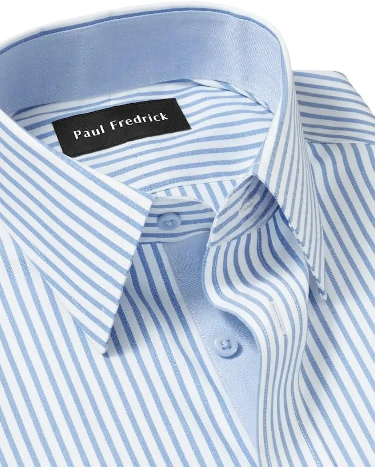 Paul Fredrick Men's Tailored Fit Comfort Stretch Non-Iron Stripe Dress Shirt