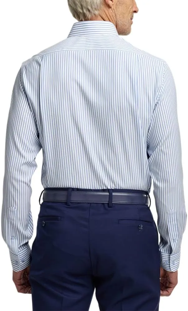 Paul Fredrick Men's Tailored Fit Comfort Stretch Non-Iron Stripe Dress Shirt
