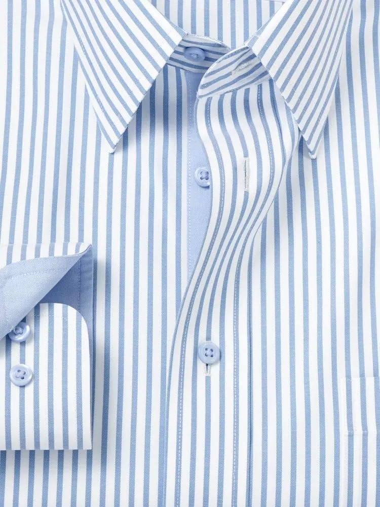 Paul Fredrick Men's Tailored Fit Comfort Stretch Non-Iron Stripe Dress Shirt