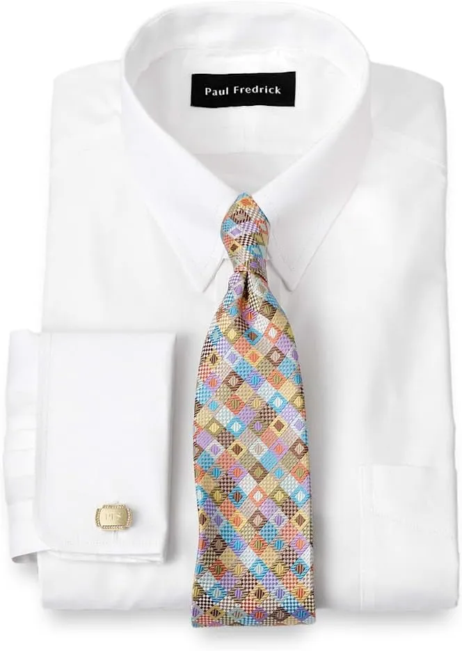 Paul Fredrick Men's Tailored Fit Cotton Non-Iron Pinpoint Cotton Dress Shirt