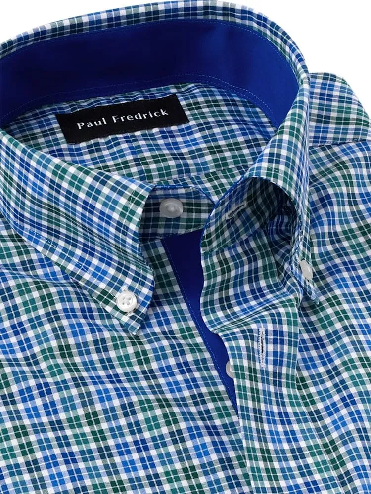 Paul Fredrick Men's Tailored Fit Non-Iron Cotton Check Dress Shirt