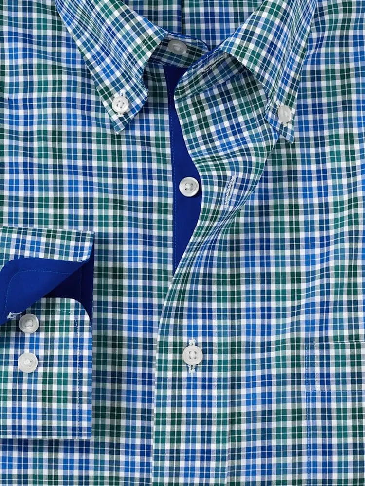 Paul Fredrick Men's Tailored Fit Non-Iron Cotton Check Dress Shirt