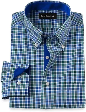 Paul Fredrick Men's Tailored Fit Non-Iron Cotton Check Dress Shirt