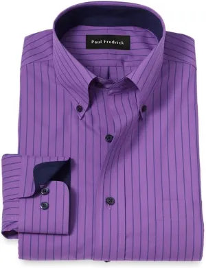 Paul Fredrick Men's Tailored Fit Non-Iron Cotton Stripe Dress Shirt