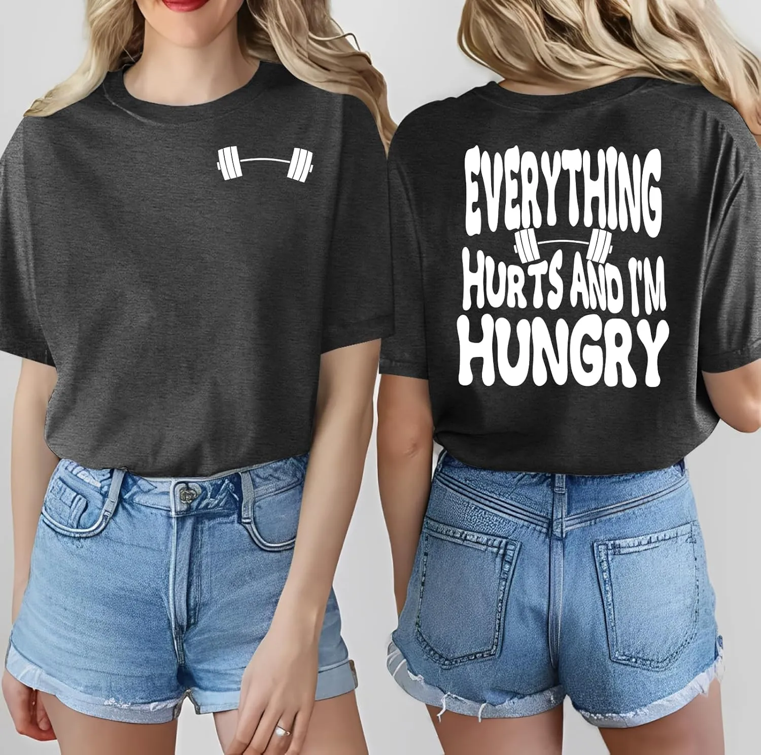 PECHAR Workout Shirts for Women Funny Gym Shirt Weightlifting Graphic Tshirt Fitness Lover Shirt Short Sleeve Tee Tops