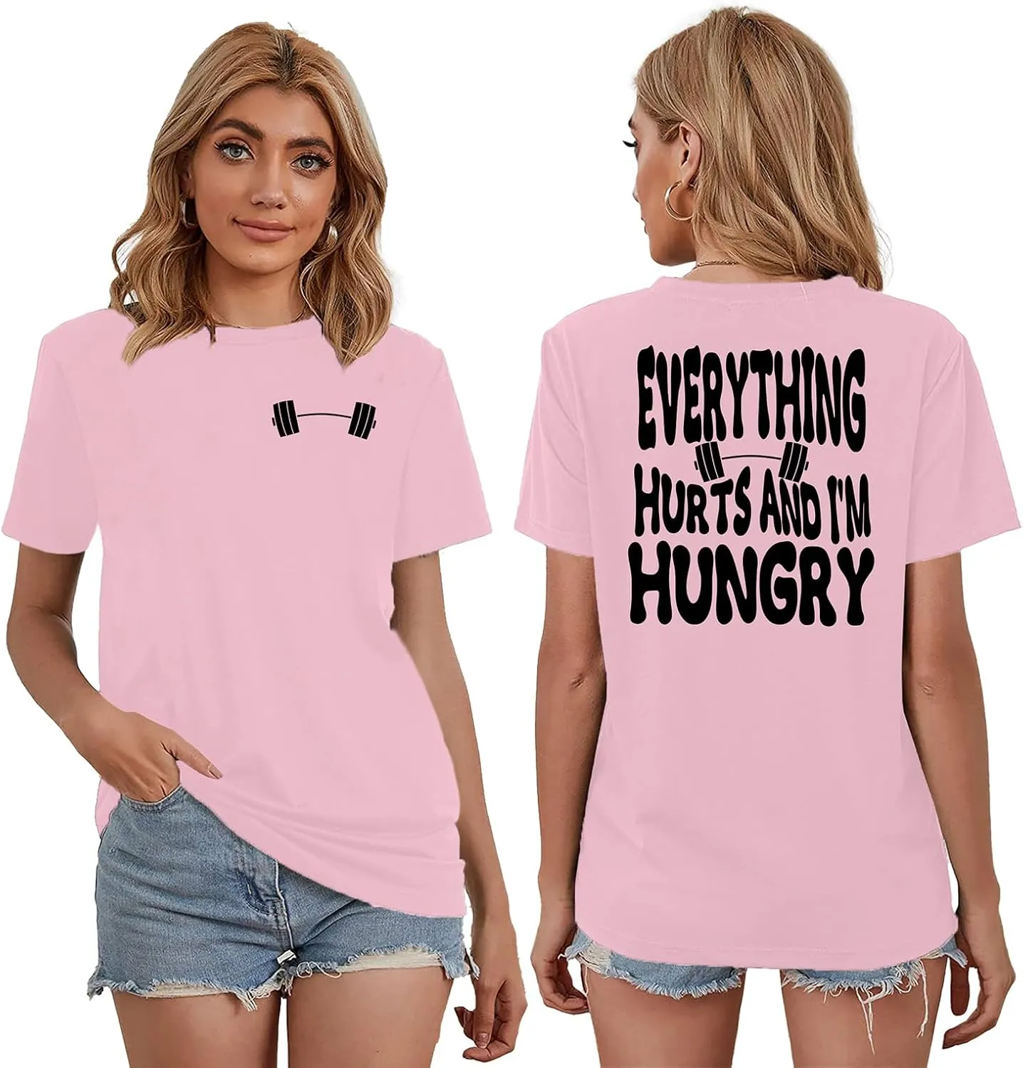 PECHAR Workout Shirts for Women Funny Gym Shirt Weightlifting Graphic Tshirt Fitness Lover Shirt Short Sleeve Tee Tops