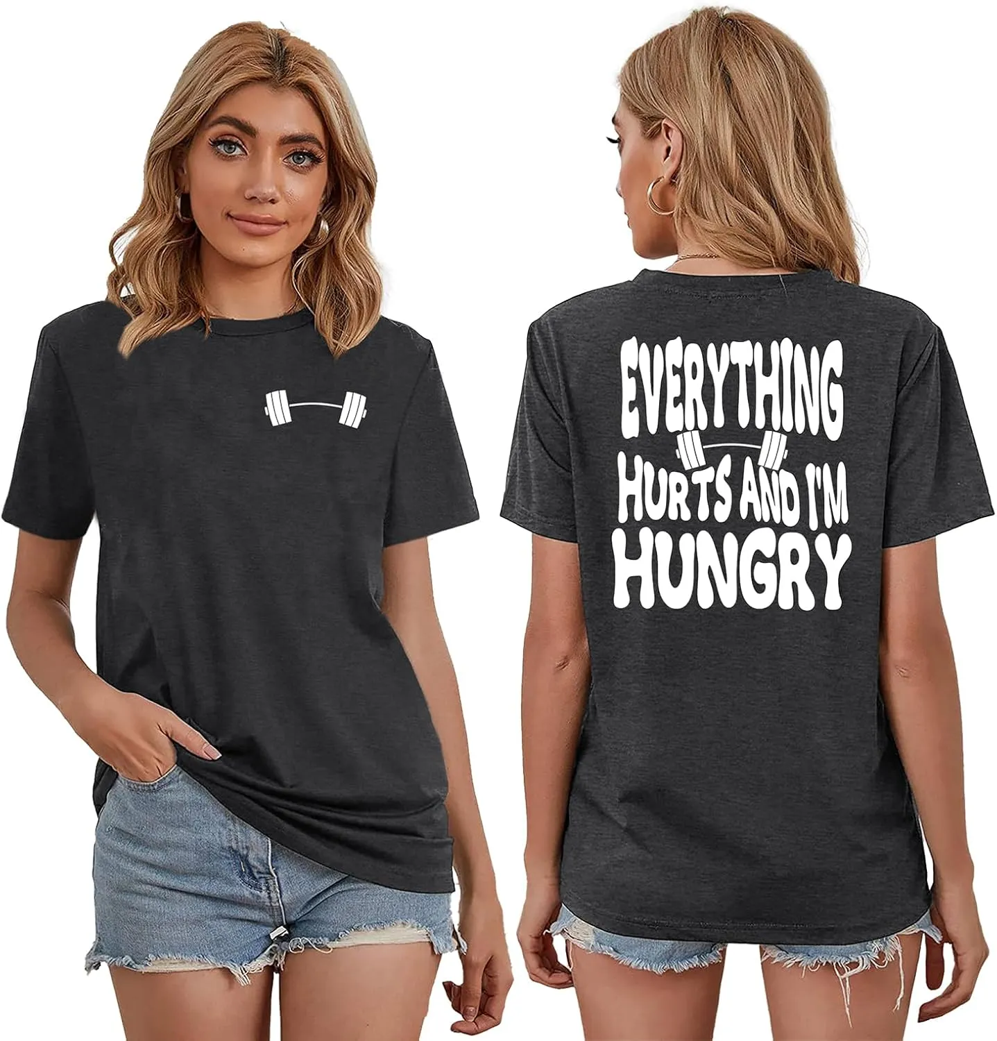 PECHAR Workout Shirts for Women Funny Gym Shirt Weightlifting Graphic Tshirt Fitness Lover Shirt Short Sleeve Tee Tops