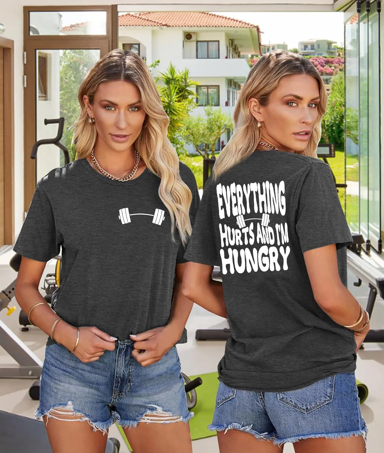 PECHAR Workout Shirts for Women Funny Gym Shirt Weightlifting Graphic Tshirt Fitness Lover Shirt Short Sleeve Tee Tops