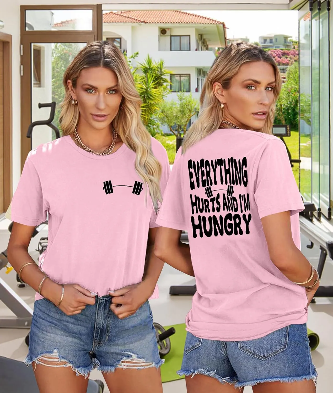 PECHAR Workout Shirts for Women Funny Gym Shirt Weightlifting Graphic Tshirt Fitness Lover Shirt Short Sleeve Tee Tops