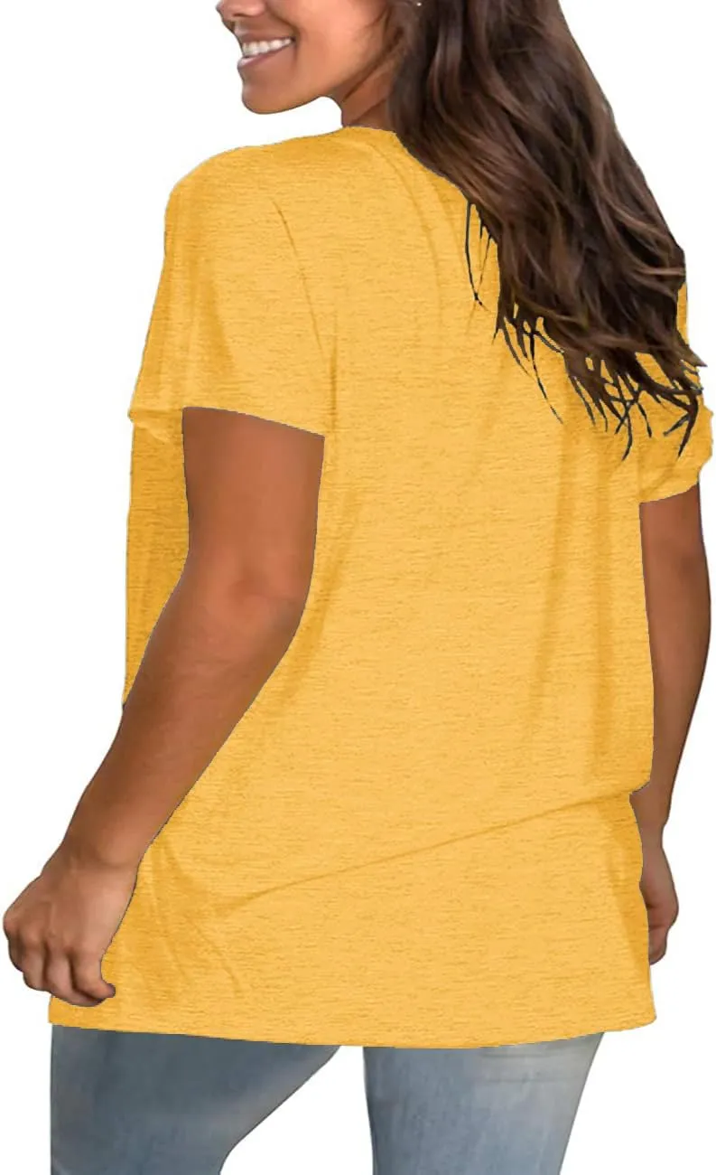 Plus Size Summer T Shirts Women Tops Short Sleeve Round Neck Casual Loose Fit Tee Tshirts Tunic