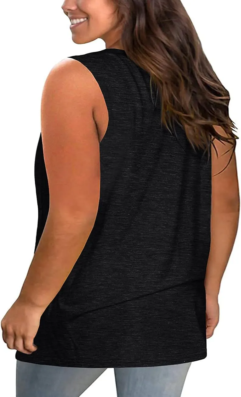 Plus Size Tank Tops for Women Summer Sleeveless Sexy V Neck T-Shirts Tops Casual Loose Cotton Tees