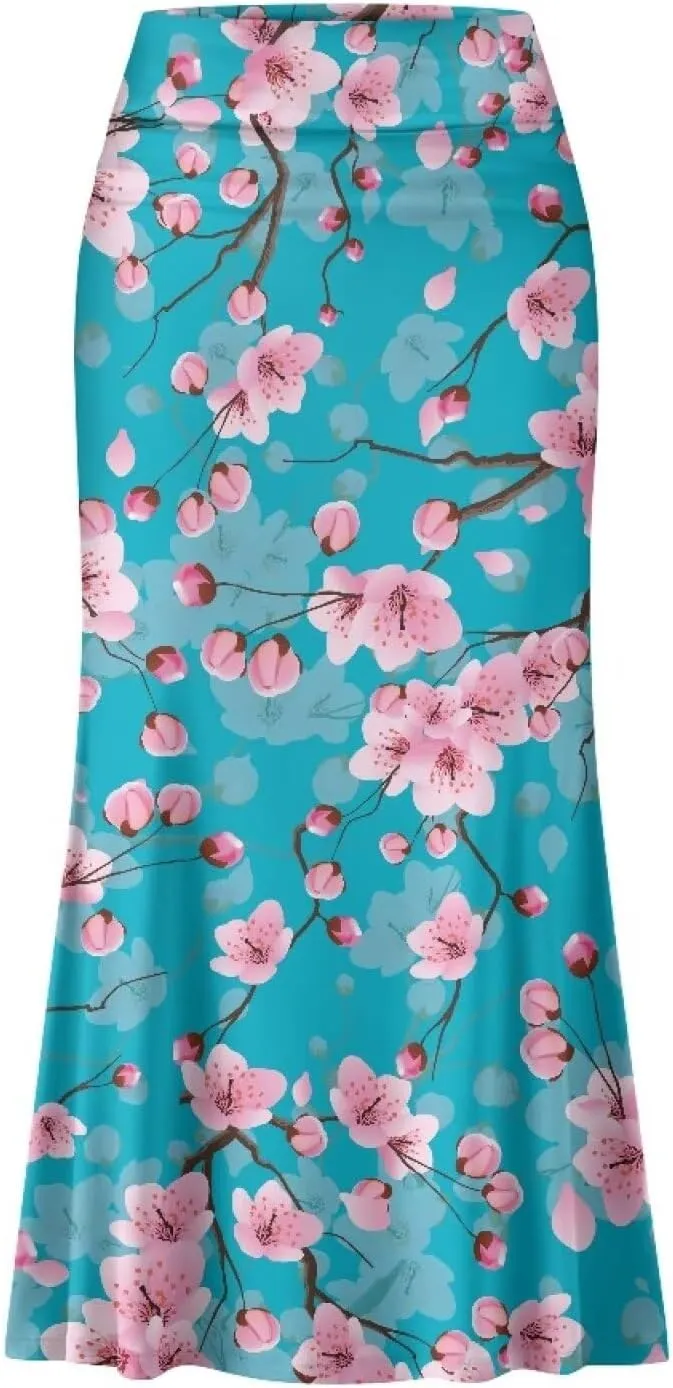 POLERO Vintage Maxi Skirt Women Casual Zipper Swing Midi Skirts High Waist Trendy Outfits