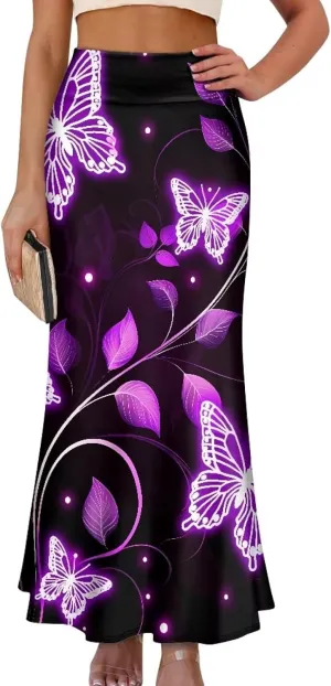 POLERO Vintage Maxi Skirt Women Casual Zipper Swing Midi Skirts High Waist Trendy Outfits