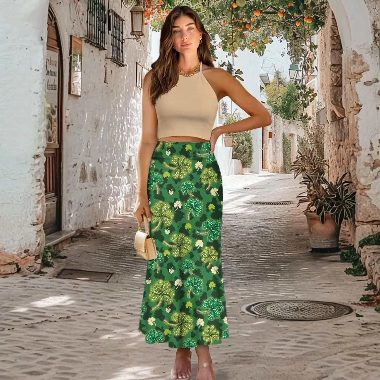 POLERO Vintage Maxi Skirt Women Casual Zipper Swing Midi Skirts High Waist Trendy Outfits
