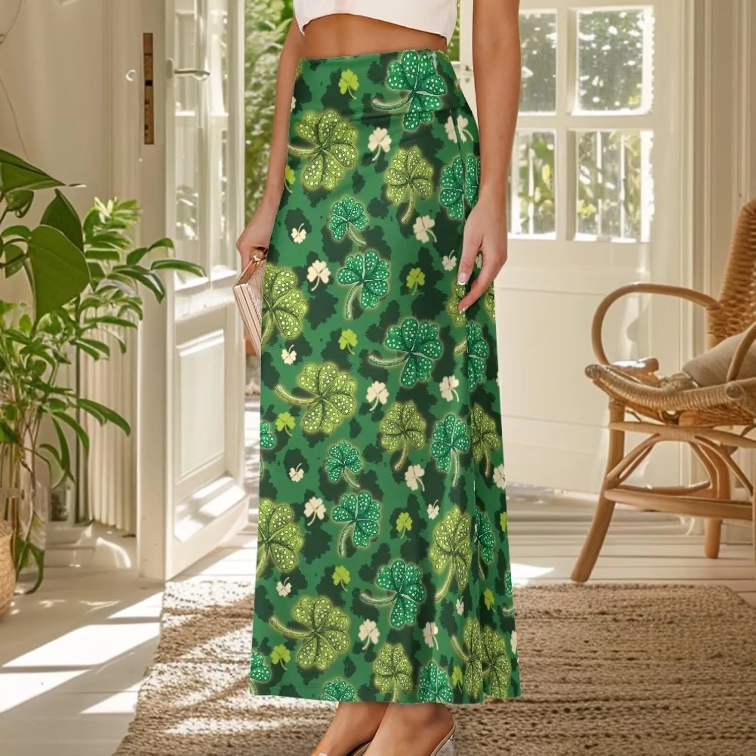 POLERO Vintage Maxi Skirt Women Casual Zipper Swing Midi Skirts High Waist Trendy Outfits