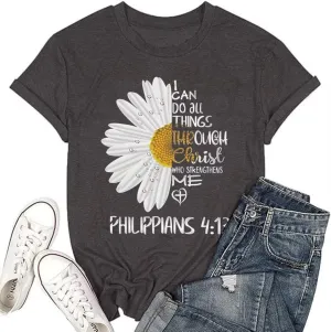 Retro Christian Jesus Faith T Shirts for Women Cross Pray Floral Printed Short Sleeve Inspirational Bible Verse Tee Tops