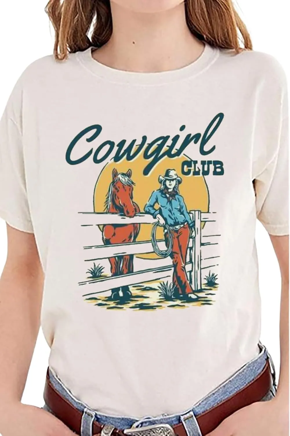 Retro Steer Skull Western T-Shirts for Women Cowboy Vintage Graphic Tees Country Concert Shirt Western Retro Shirt