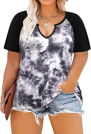 RITERA Plus Size Tops for Women Casual T-Shirt Short Sleeve Round V Neck Tunic Oversized Shirts XL-5XL