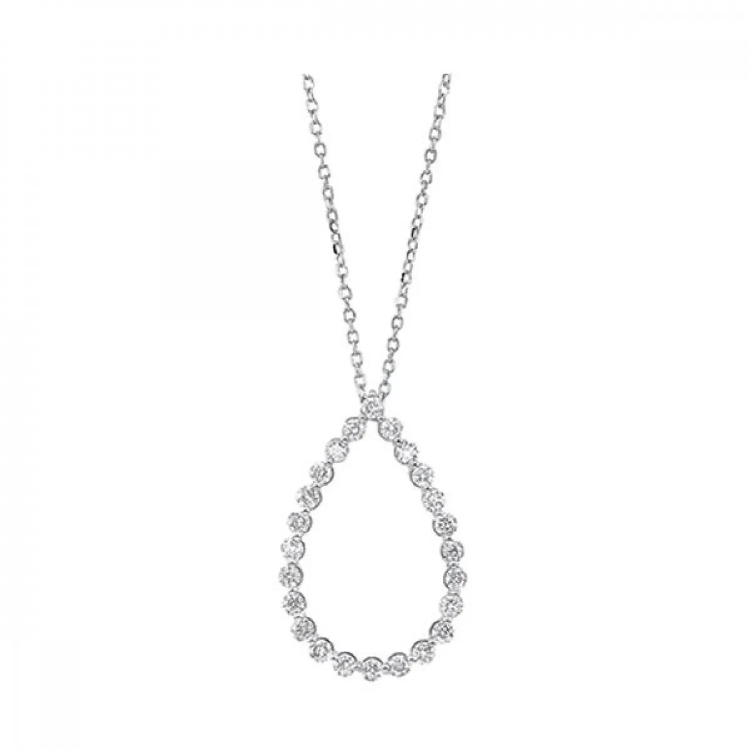 Sculptural Diamond Teardrop Pendant Necklace in White Gold, 0.5 cttw