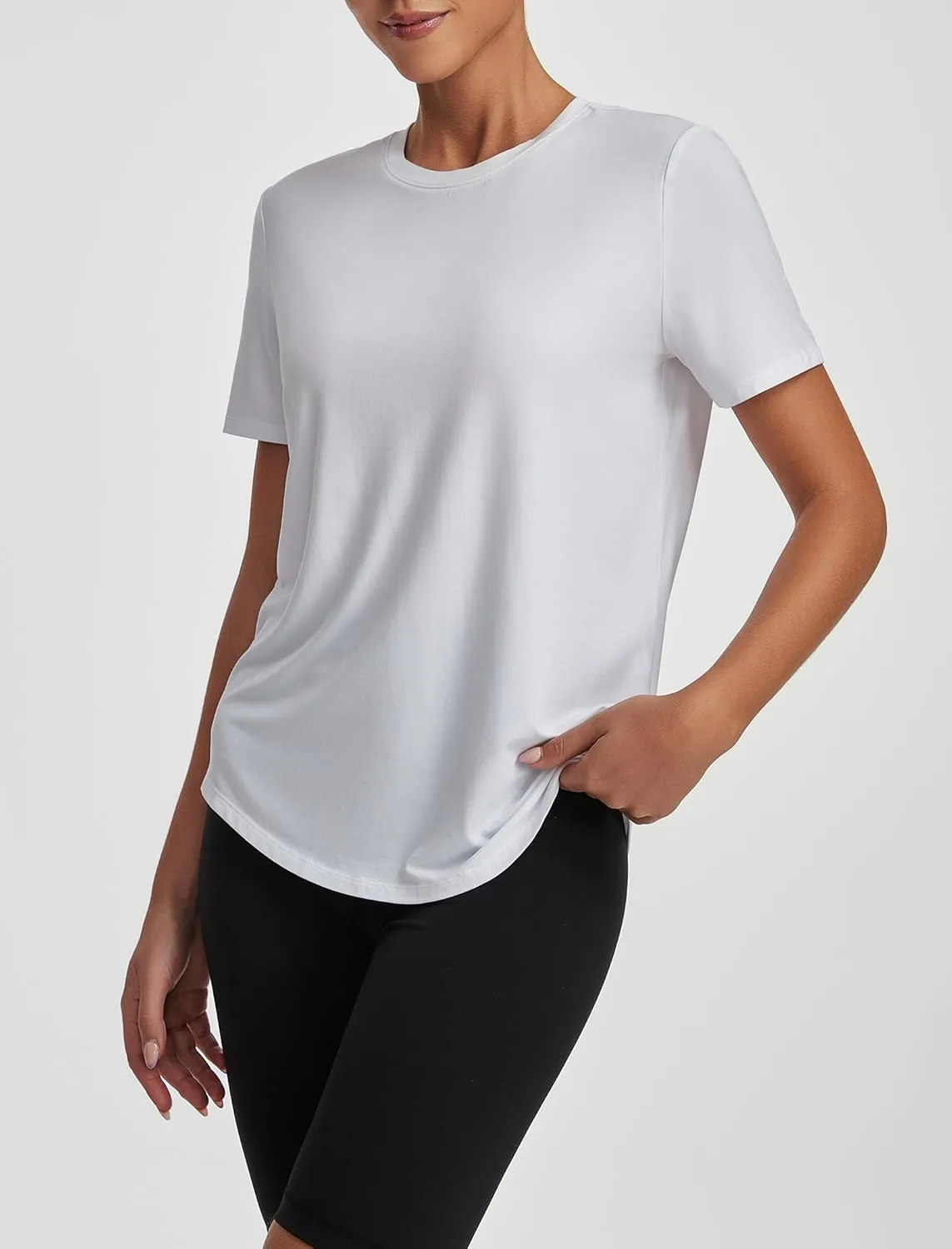 Short Sleeve Tops for Women Crew Neck T-Shirts Modal Tees Casual Loose Fit Trendy Lightweight Summer Outfits