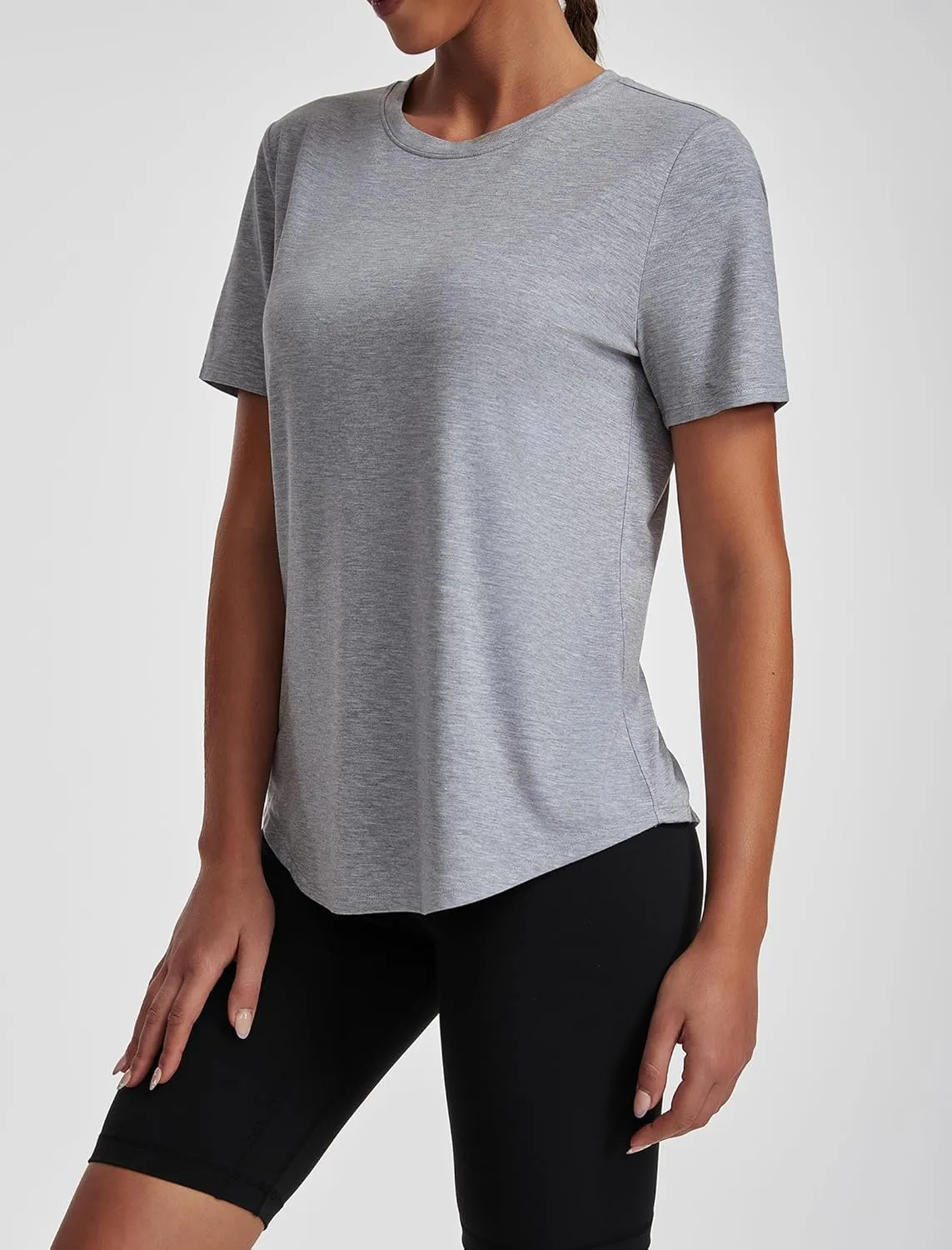Short Sleeve Tops for Women Crew Neck T-Shirts Modal Tees Casual Loose Fit Trendy Lightweight Summer Outfits