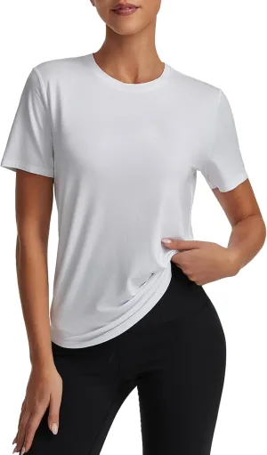 Short Sleeve Tops for Women Crew Neck T-Shirts Modal Tees Casual Loose Fit Trendy Lightweight Summer Outfits