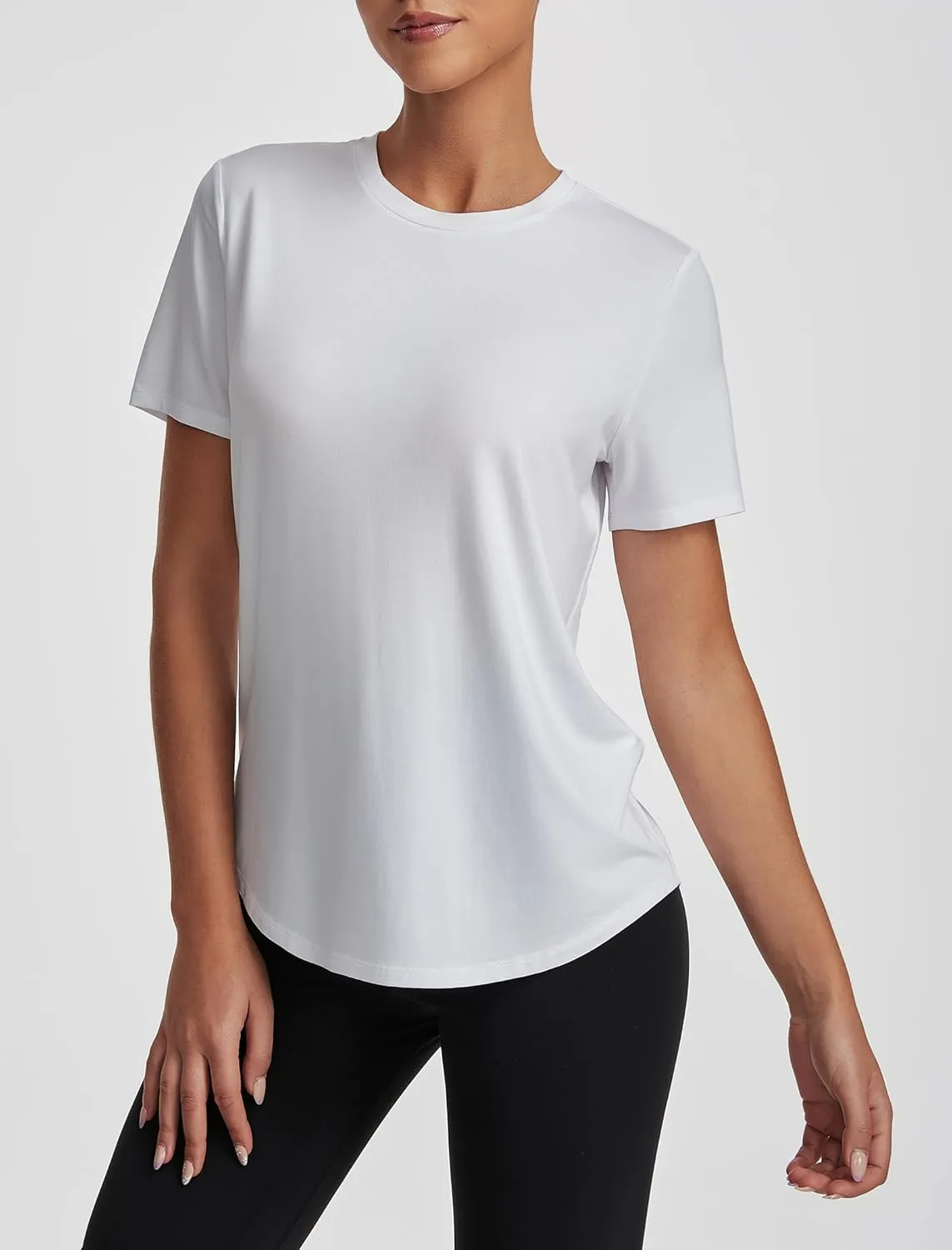 Short Sleeve Tops for Women Crew Neck T-Shirts Modal Tees Casual Loose Fit Trendy Lightweight Summer Outfits