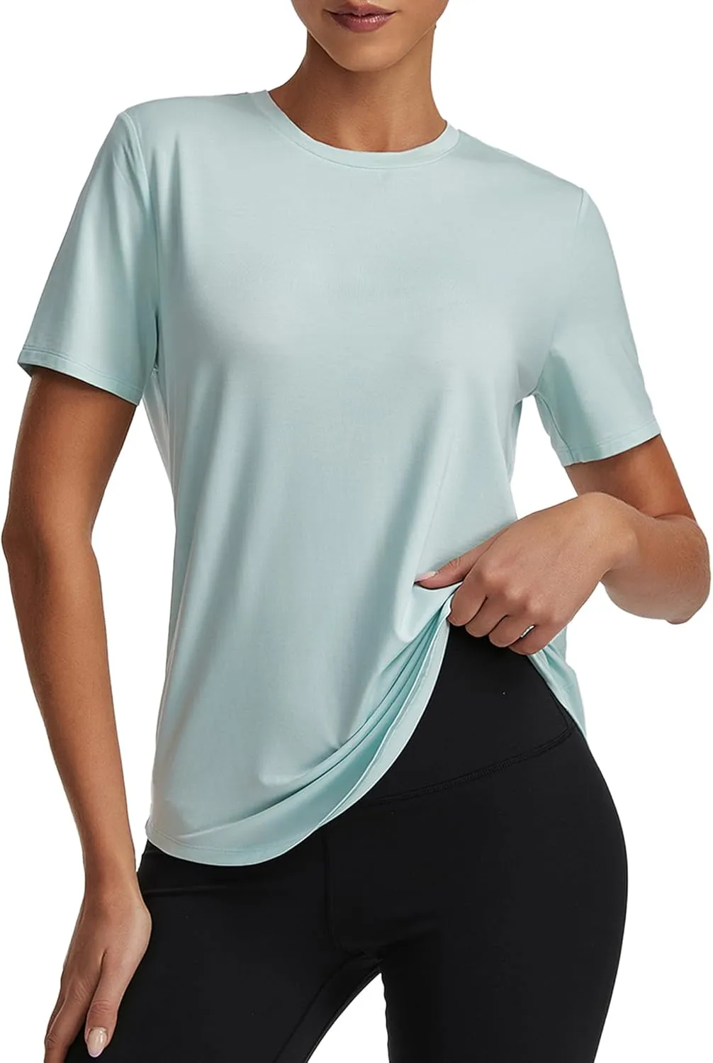 Short Sleeve Tops for Women Crew Neck T-Shirts Modal Tees Casual Loose Fit Trendy Lightweight Summer Outfits