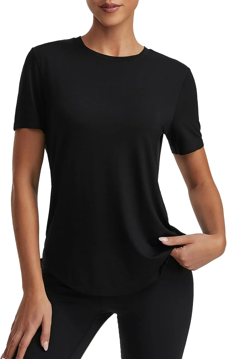 Short Sleeve Tops for Women Crew Neck T-Shirts Modal Tees Casual Loose Fit Trendy Lightweight Summer Outfits