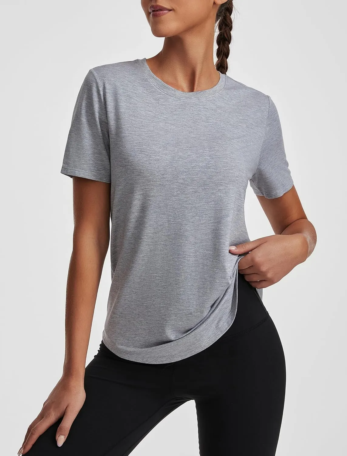 Short Sleeve Tops for Women Crew Neck T-Shirts Modal Tees Casual Loose Fit Trendy Lightweight Summer Outfits