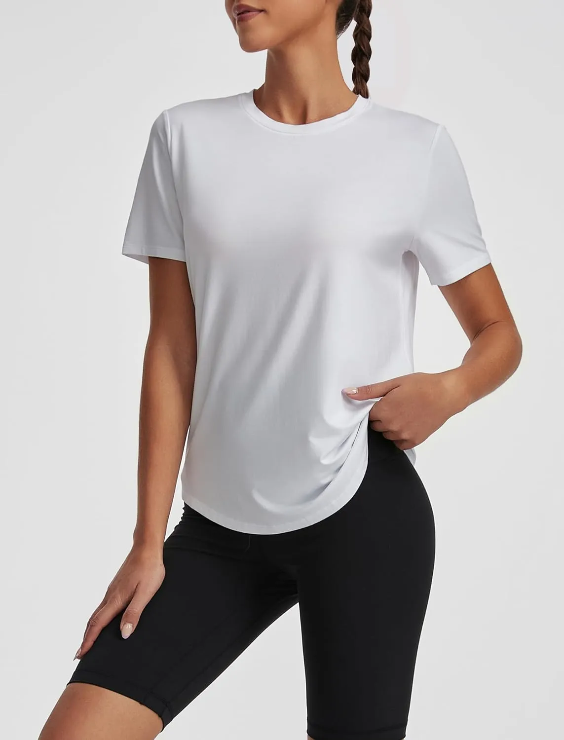 Short Sleeve Tops for Women Crew Neck T-Shirts Modal Tees Casual Loose Fit Trendy Lightweight Summer Outfits