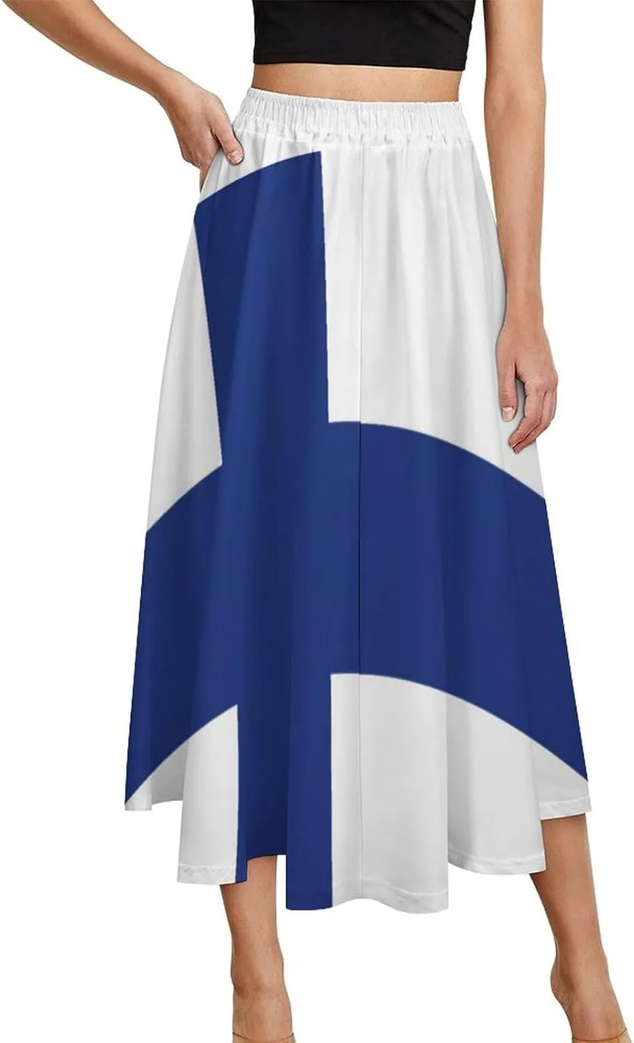 Skirts for Womens France National Flag Summer Comfy Dress Casual High Waist Holiday Long Skirts