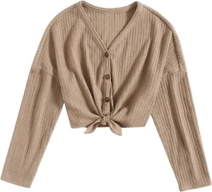 SOLY HUX Girl's Casual Cardigan Open Front Long Sleeve Top Cute Jacket Outwear for Girls Cardigan T Shirts